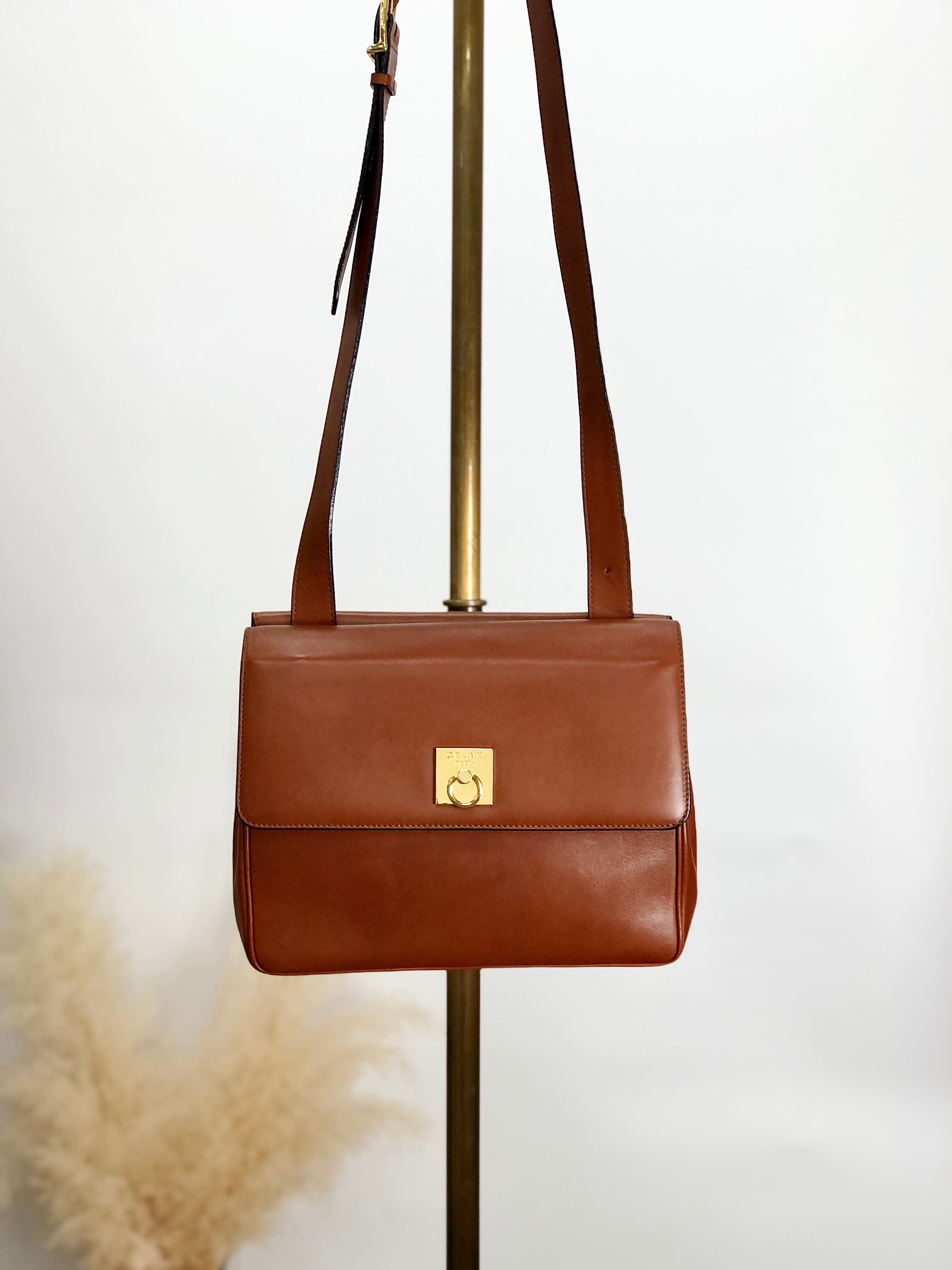 CELINE セリーヌ ショルダーバッグ ブラウン ガンチーニ レザー