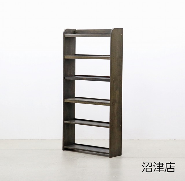 【沼津店】 レトロ ラワン 無垢材 本棚 シェルフ 飾り棚 食器棚  ヴィンテージ OLT12074