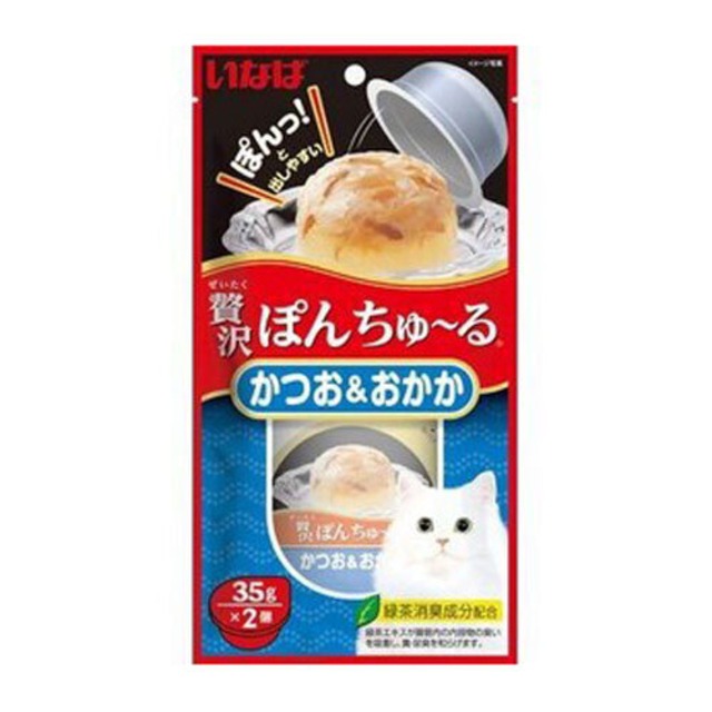 [いなばペットフード]贅沢ぽんちゅーる　かつお＆おかか　35g×2【キャットフード】【ペットおやつ】