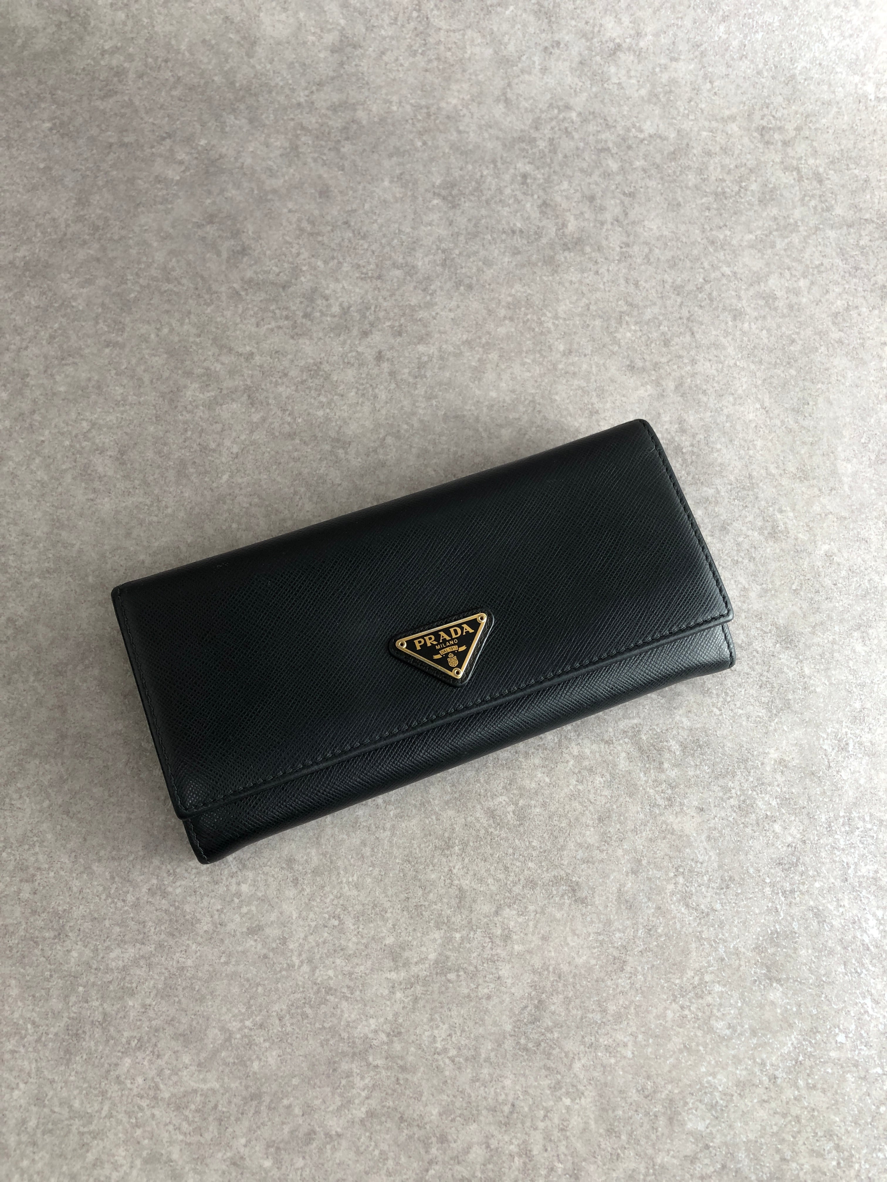 PRADA サフィアーノレザー 長財布 ブラック メンズ トライアングルロゴ PRADA プラダ 長財布 ブラック トライアングルロゴ サフィアーノレザー
