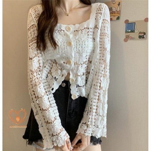 カーディガン レディース ボレロ レース サマージャケット 彫り メッシュ 透けし 夏 春 秋 カーディ