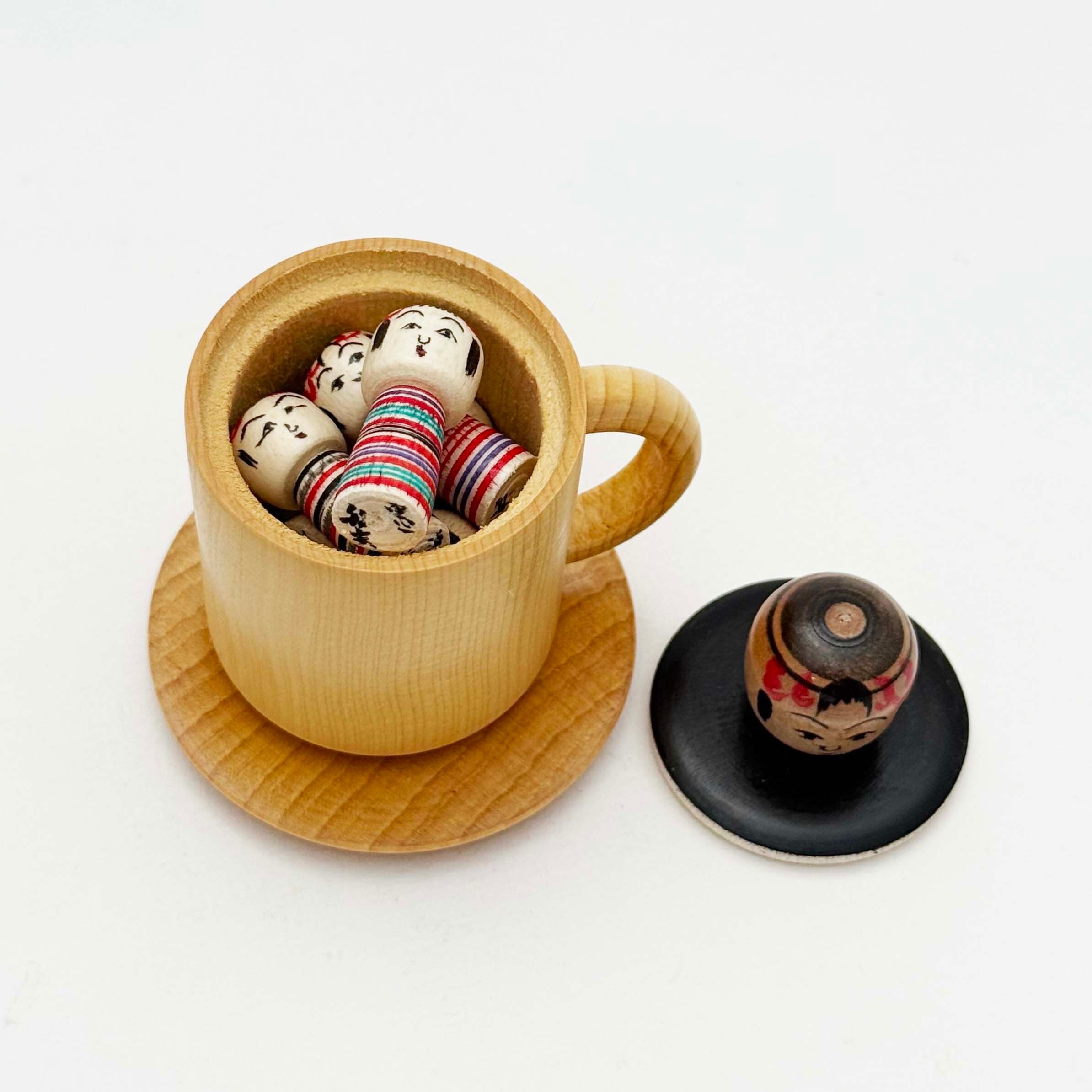 コーヒーカップこけし 6体入り（土湯系 / 西山敏彦工人）