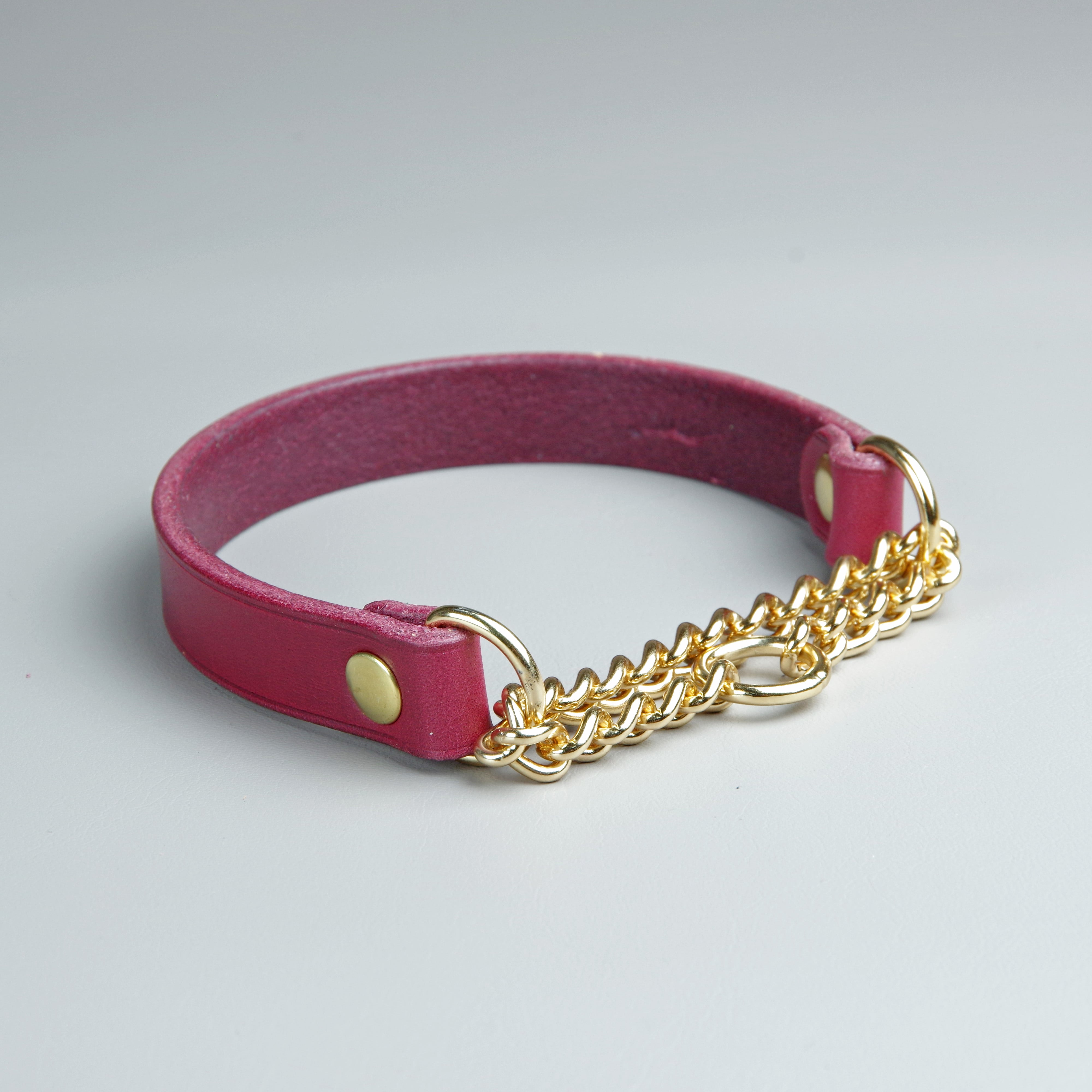 本ヌメ革のストレートハーフチョーク 【小型～中・大型犬サイズ】 | 革