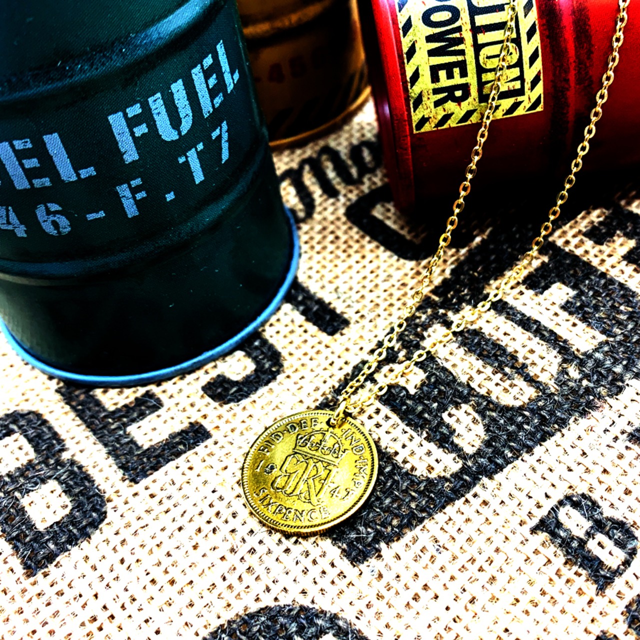 シックスペンスコイン ネックレス 1947年 ジョージ6世 ゴールド