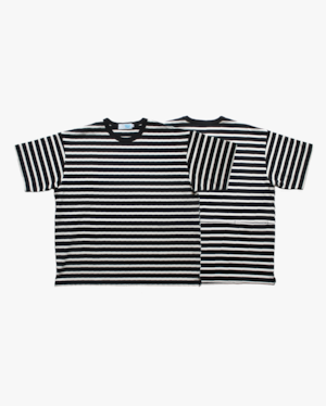 EACHTIME. BORDER T-SHIRT BLACK/WHITE