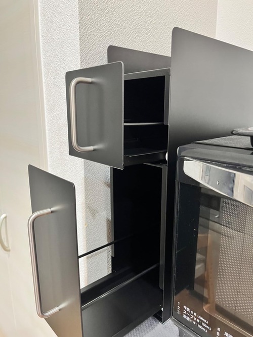 二層 引き出し式 カウンタートップ 白 黒 ブラック ホワイト 2段 収納 ラック 家庭用 調味料 ラック 多機能 収納ラック 北欧  韓国 おしゃれ