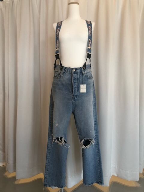 HOLIDAY DAMAGE DENIM SUSPENDER PANTS