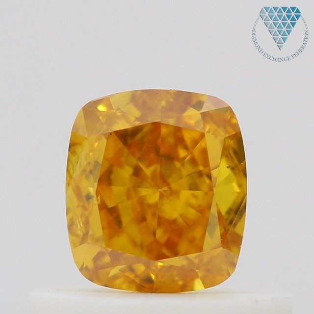 0.5 ct FANCY VIVID  YELLOW-ORANGE SI2 CUSHION GIA 天然  ダイヤモンド ルース