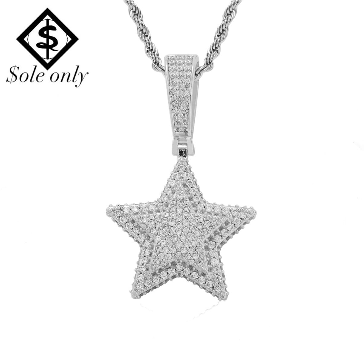 ole only S925 Silver CZ Diamond Tennis Chain Necklace 24inch 4mm