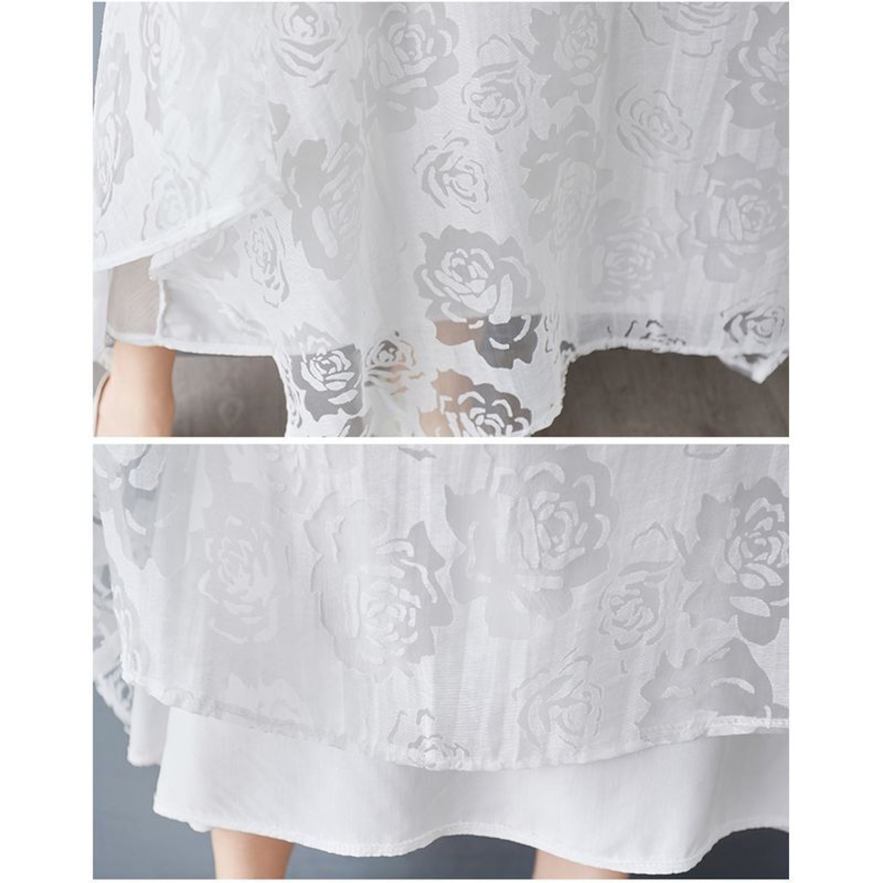 ローズ柄 レース マキシワンピース 30153