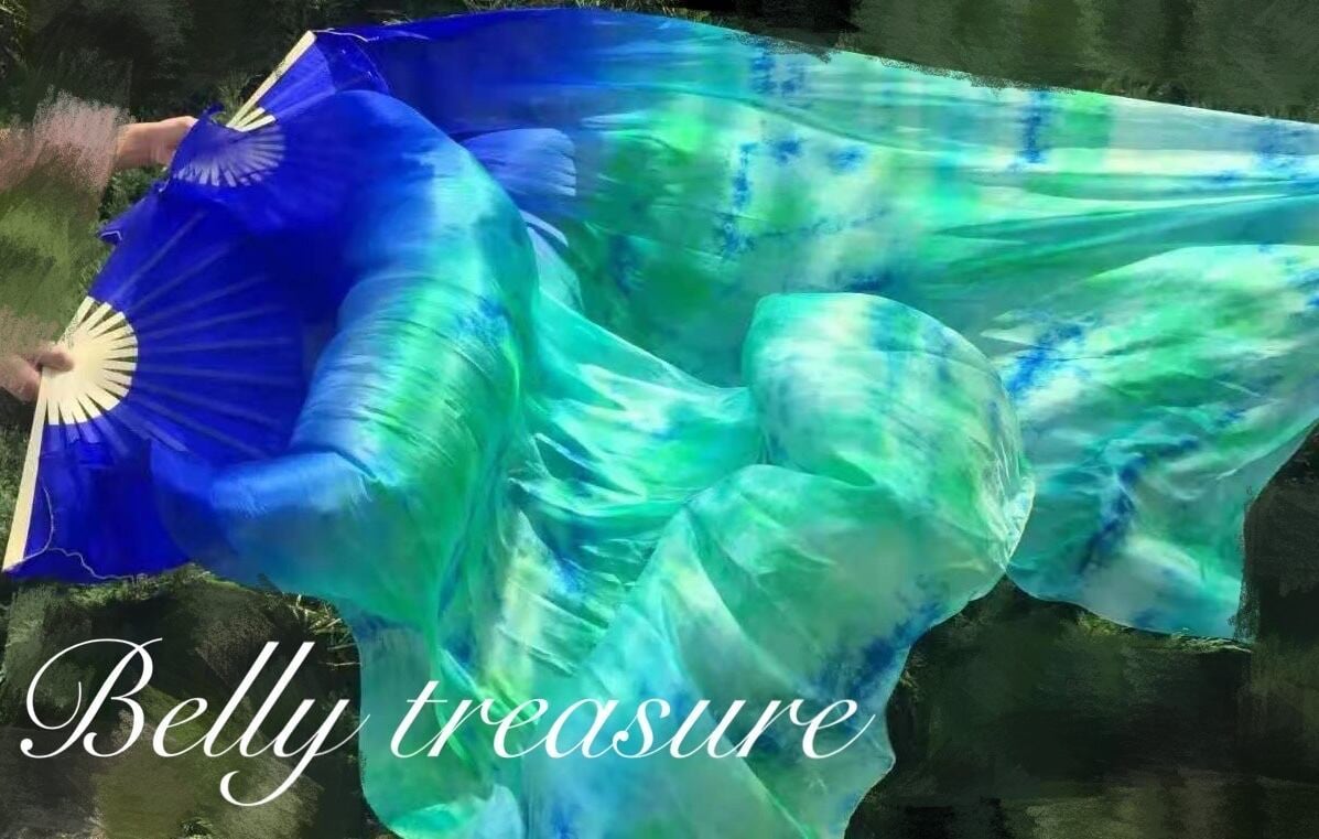 【翌日発送可能商品】左右2本シルクファンベール 1.5M/1.8 ブルー/グリーンタイダイ HWWD 01 202106