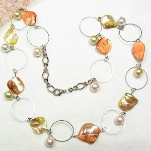 天然貝のビーズネックレス　コスチュームジュエリー のセール通販　11619N