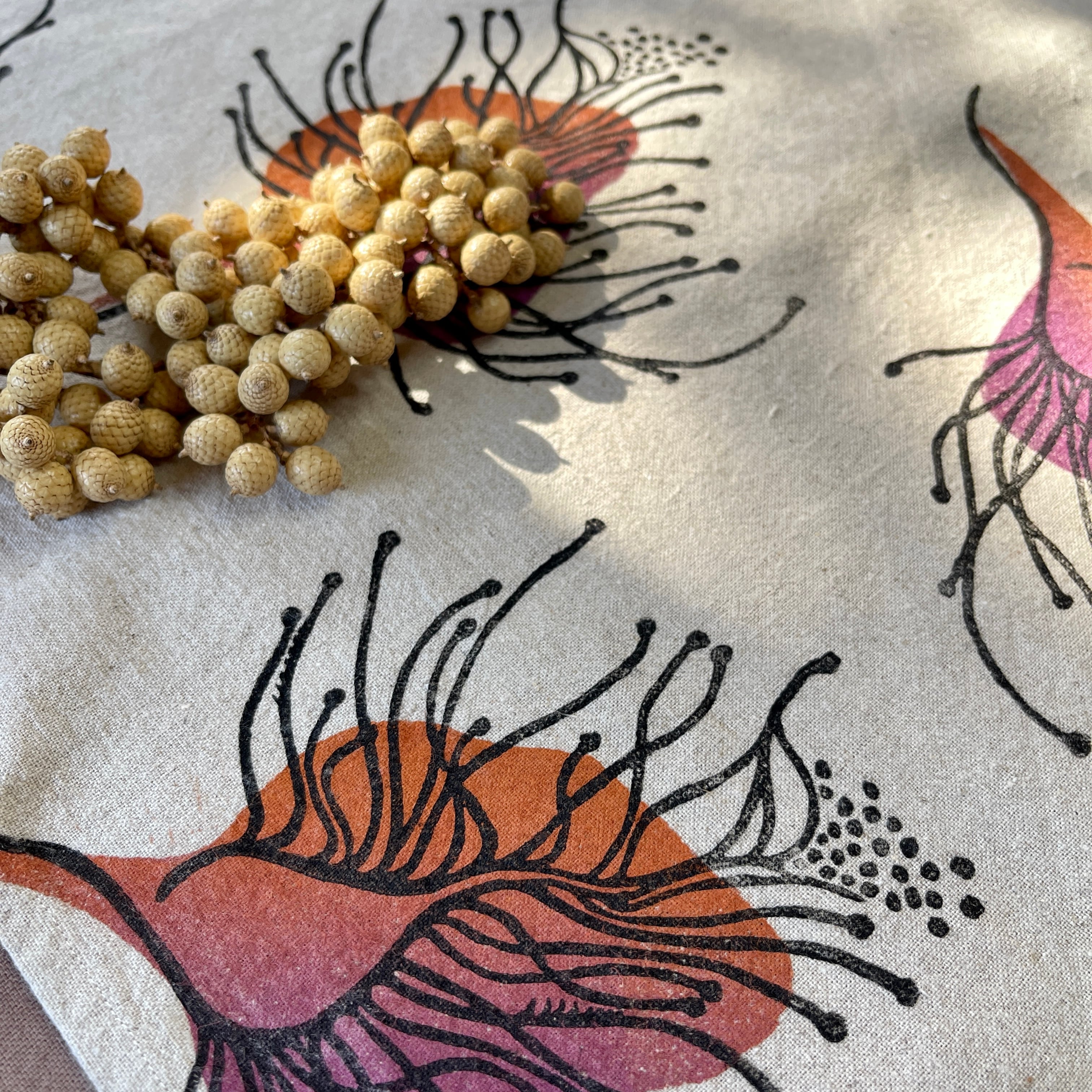 Seed 種 ティータオル, ブロックプリント, Tea towel, Block printed Lunical Way of Art