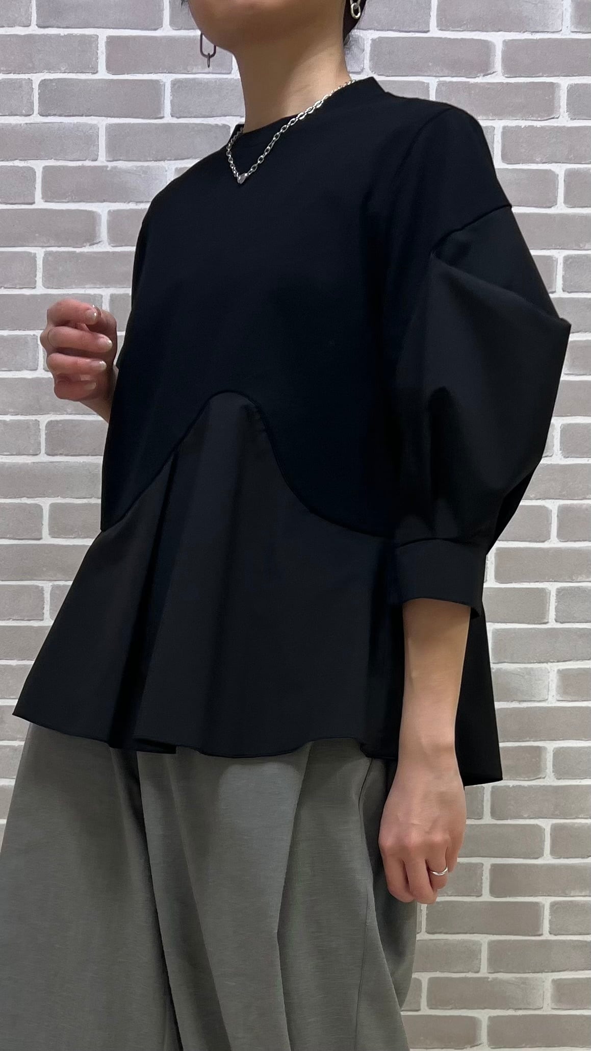 【着用動画あり】MARECHAL TERRE カーブデザインAライントップス ZMT261CT015 ネイビー ブラック Mサイズ 9号 マルシャルテル