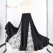 フラメンコ 衣装 ファルダ スカート 黒 グレー 花柄 かわいい 軽い 薄い ペチコート ダンス パーティ 発表会 レッスン ボランテ フリル ブラック系 グレイ系 フェスティバル おしゃれ 女性用