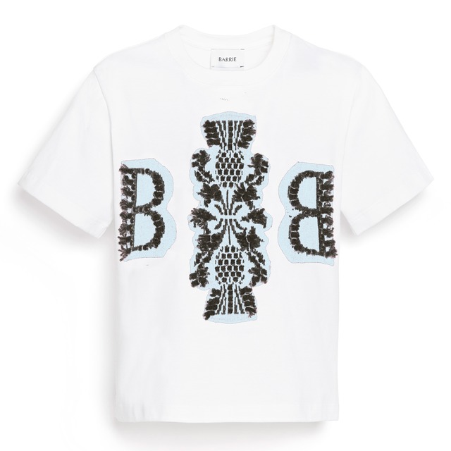 BARRIE　CROPPED LOGO TEE　WHITE LIGHY BLUE MULTI