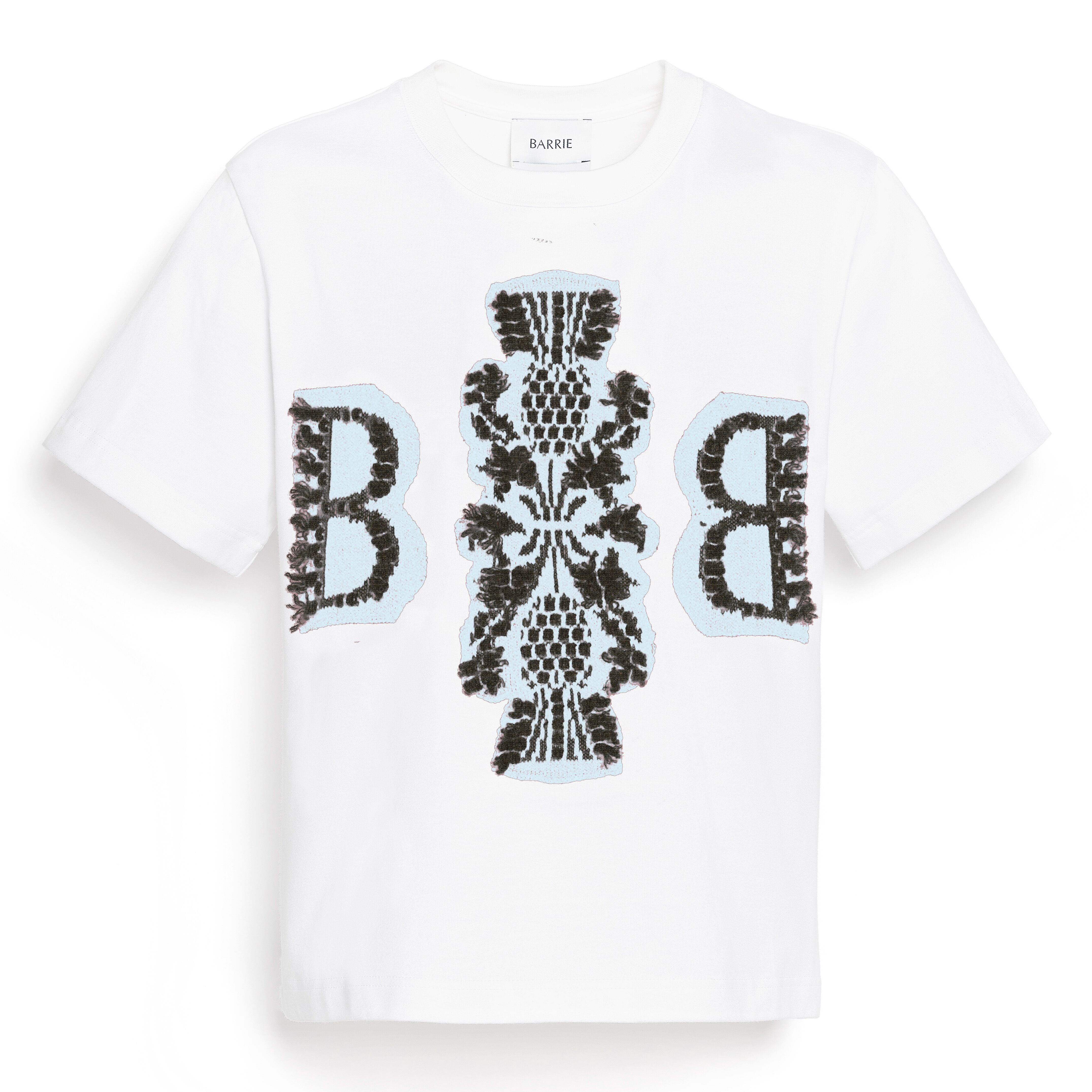BARRIE CROPPED LOGO TEE WHITE LIGHY BLUE MULTI