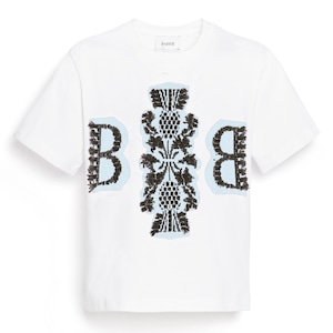 BARRIE CROPPED LOGO TEE WHITE LIGHY BLUE MULTI