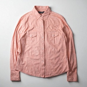 Vintage peach skin paisley pattern western shirt
