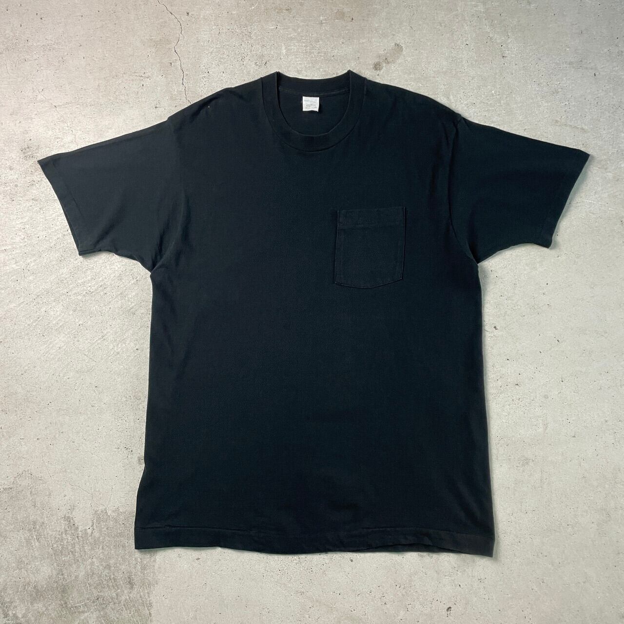 フルーツオブザルーム　80s Tシャツ　半袖　ポケット　黒　ゆるだぼ　USA製