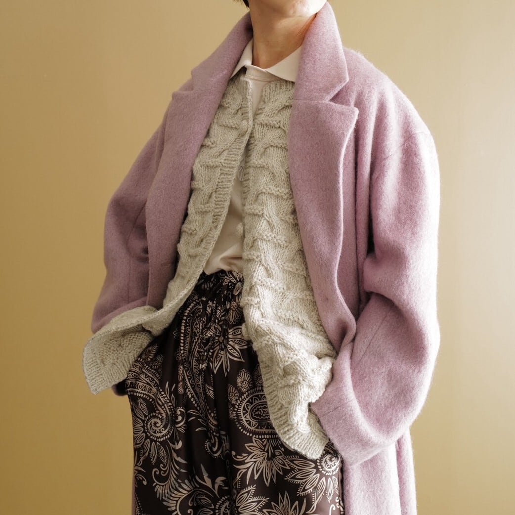 ウールシャギーロングコート(ライトパープル)