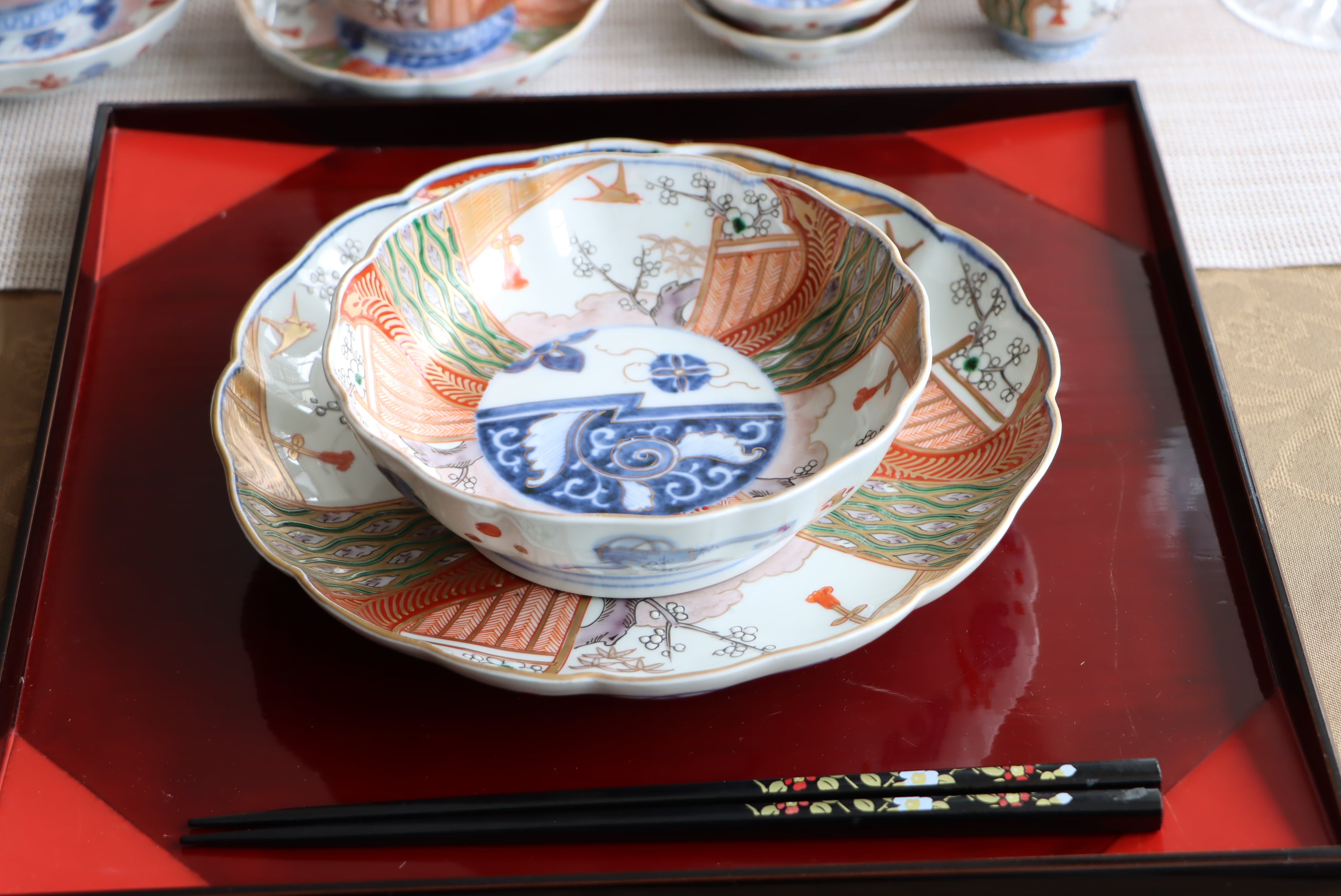 伊万里焼 色絵 花鳥文 膾皿 通りもの/Imari 