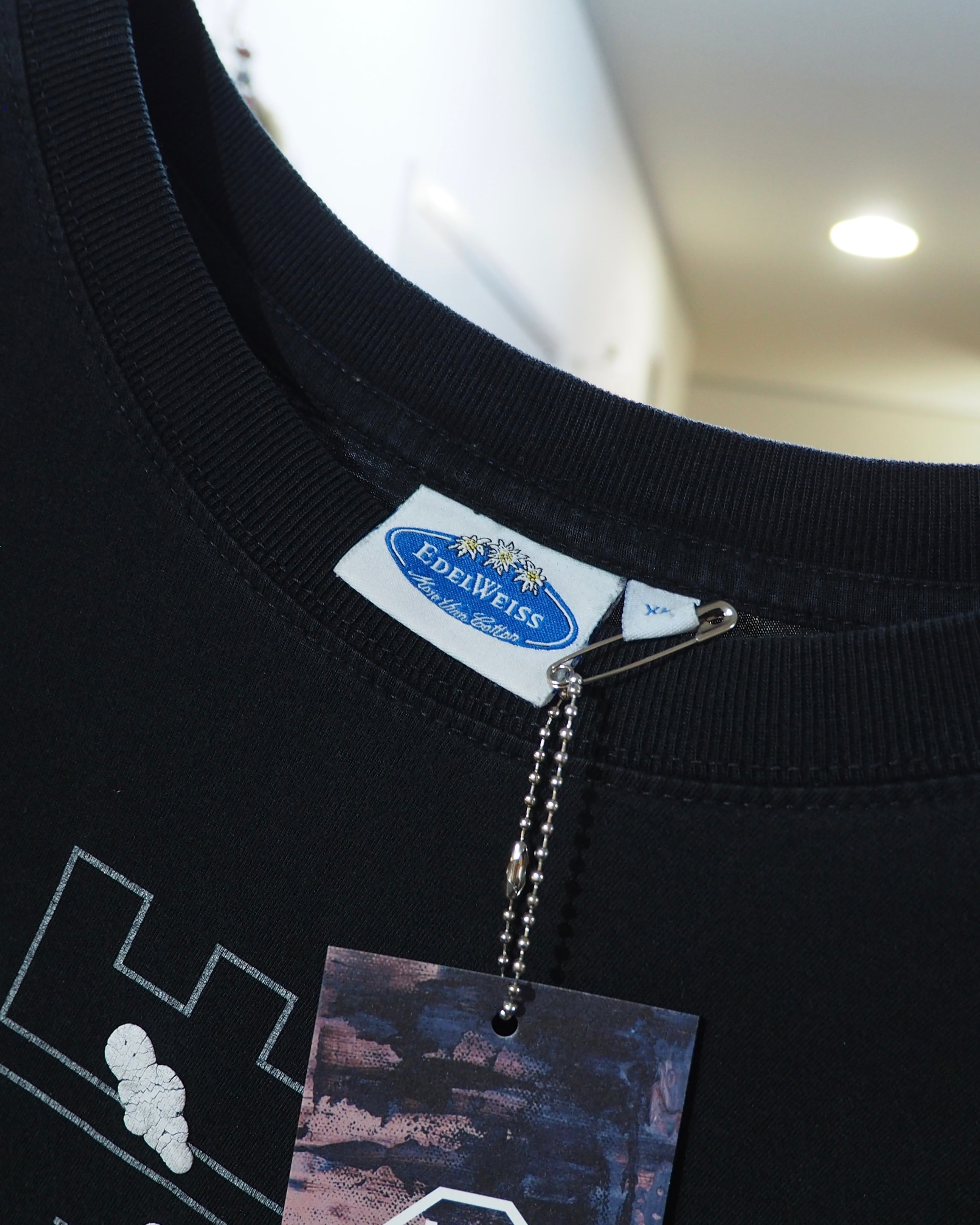 White Cracks × Puff printed Black SS Tee