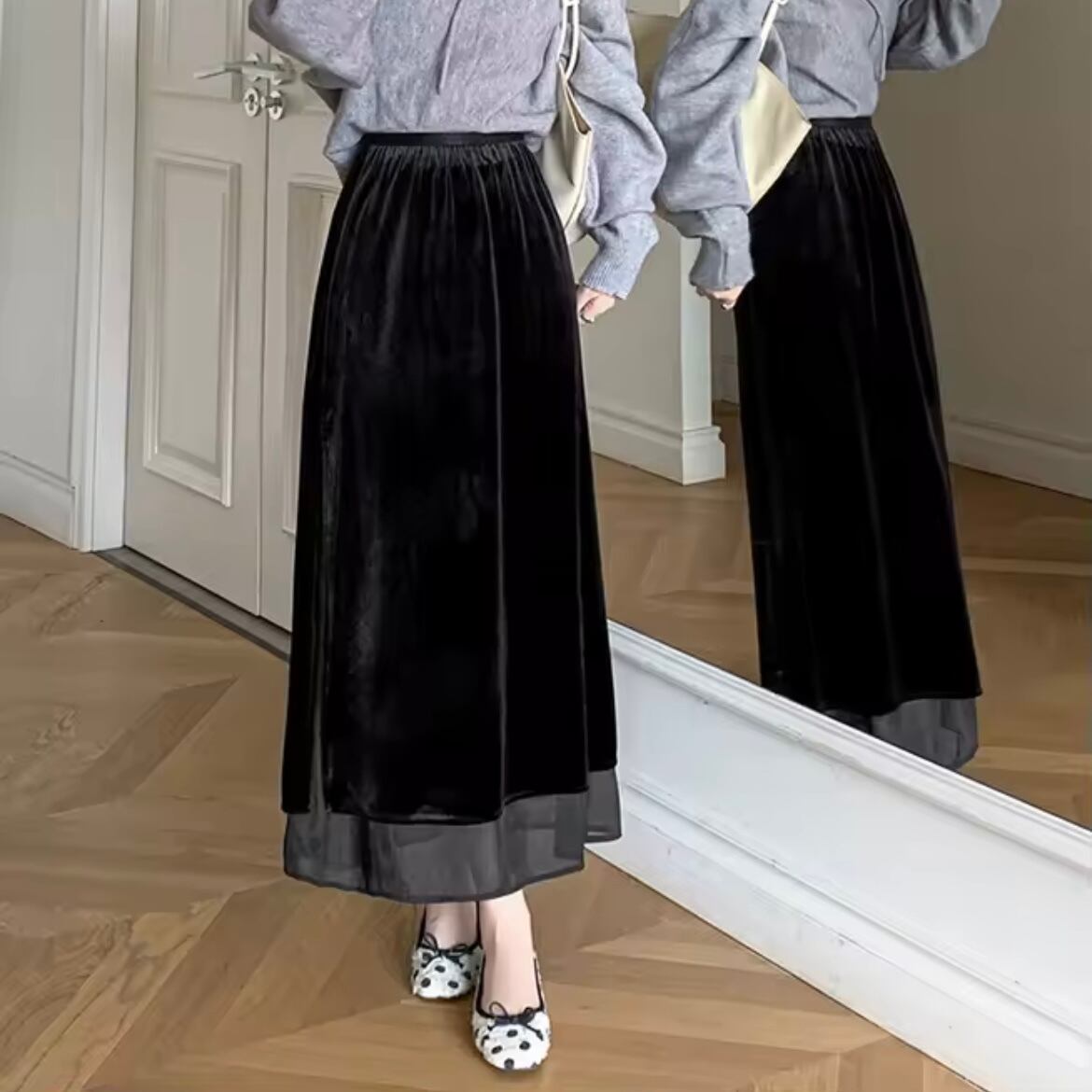 velor slit long skirt