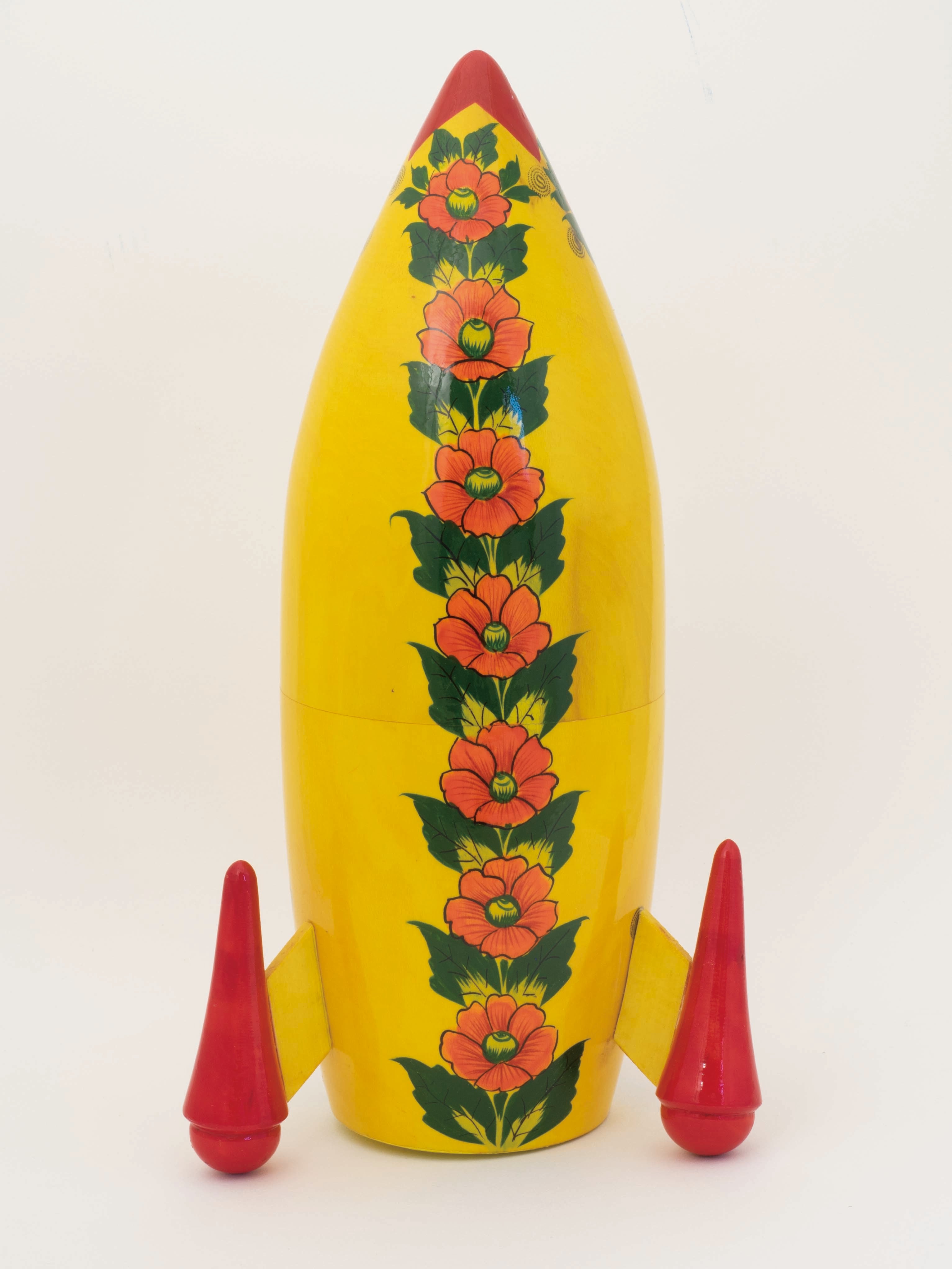 ロシア　ヴィンテージ アーティスト　宇宙モチーフの大きなマトリョーシカ9組 特大！ロケットマトリョーシカ5ピース( A ) | KOKESHKA