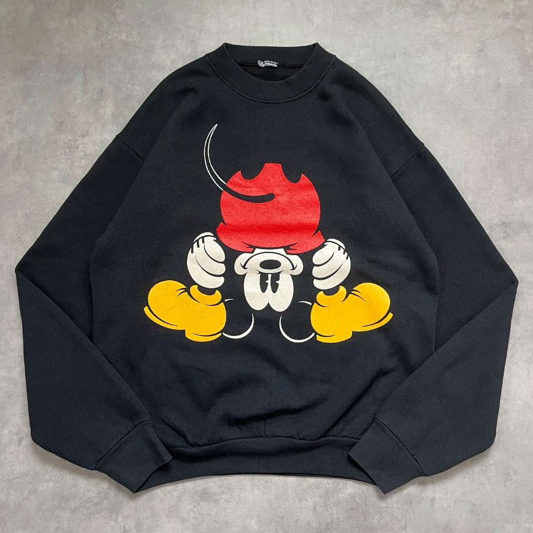ディズニー スウェット 古着 ミッキー プリント 逆さ 90s M 17734