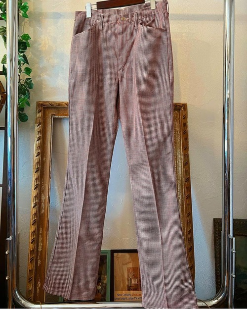 70s "Wrangler"Houndstooth  pattern boots cut pants【L】