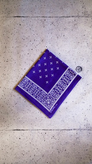 【1960s】WAMCRAFT ワムクラフト クロス柄 バンダナ《RN14193 WASHFAST COLORS ネイビー 片耳 ヴィンテージ》