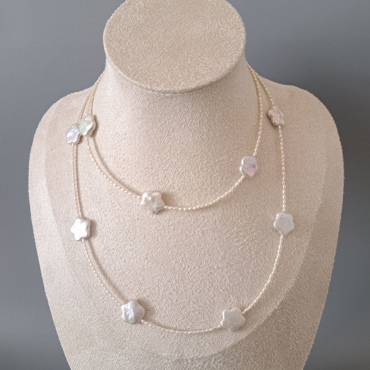 Flower】花型淡水パールロングネックレス MRN002 | unupli_jewelry