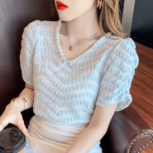 パールネックブルーサマーニット 00602