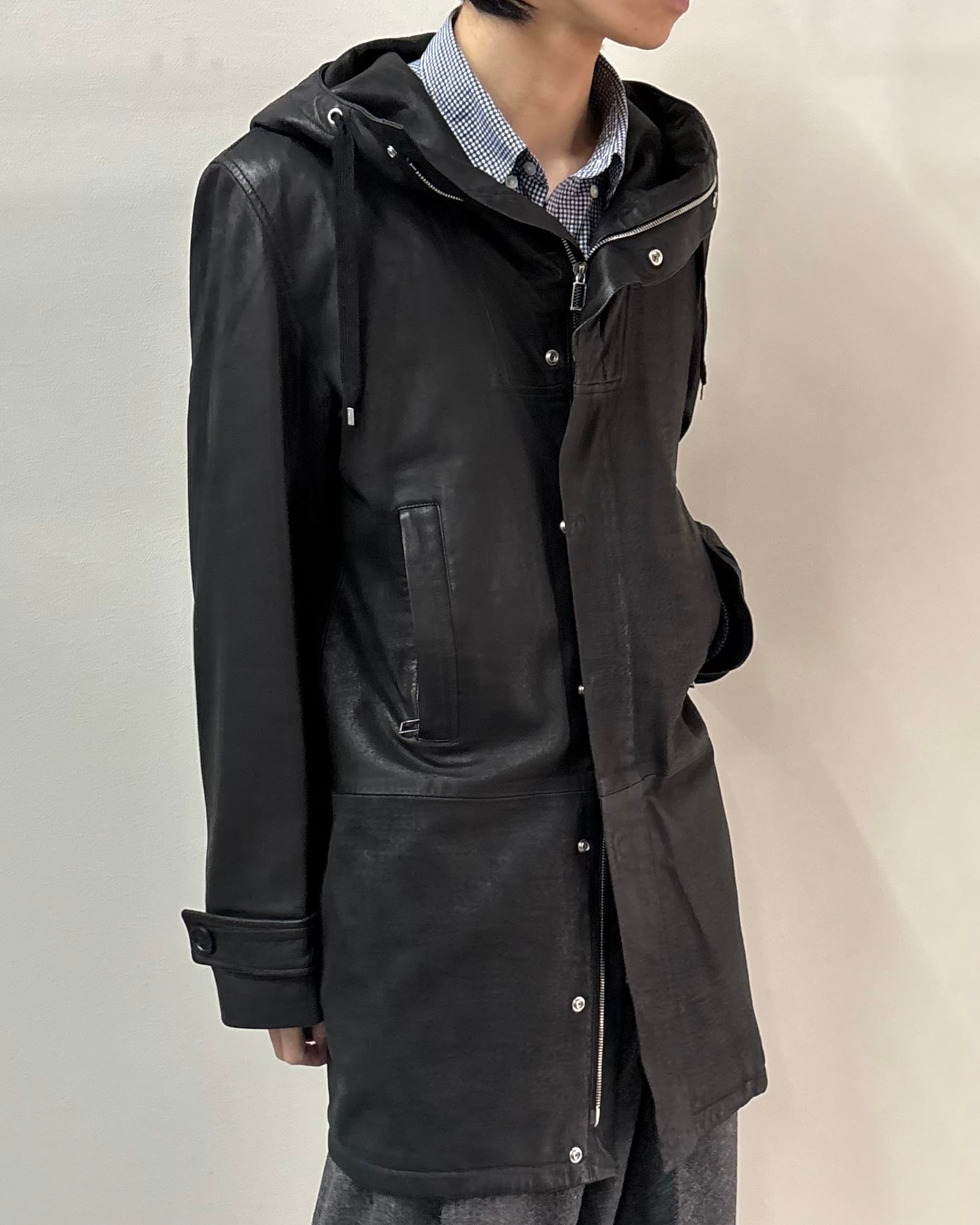 2012AW/Dior homme by Kris Van Assche】hooded leather zip jacket