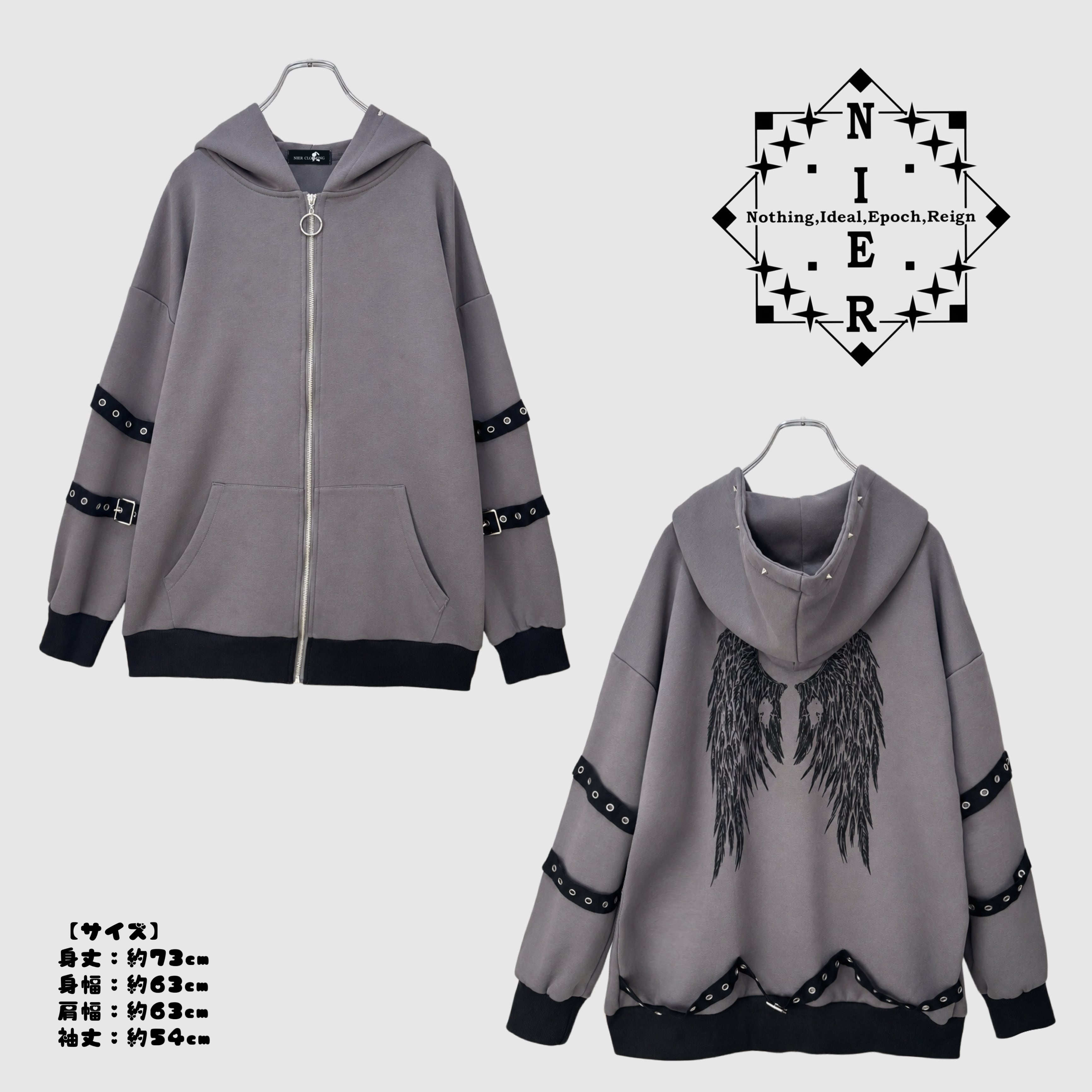 先着39点限定早い者勝ち新作半額SALE》 BLACK WING GROMMET STRAP ZIP