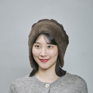 【2026AW】モールニット切替ワッチ|ベージュ/ブラック/ブラウン Chenille Knit Panel Beanie