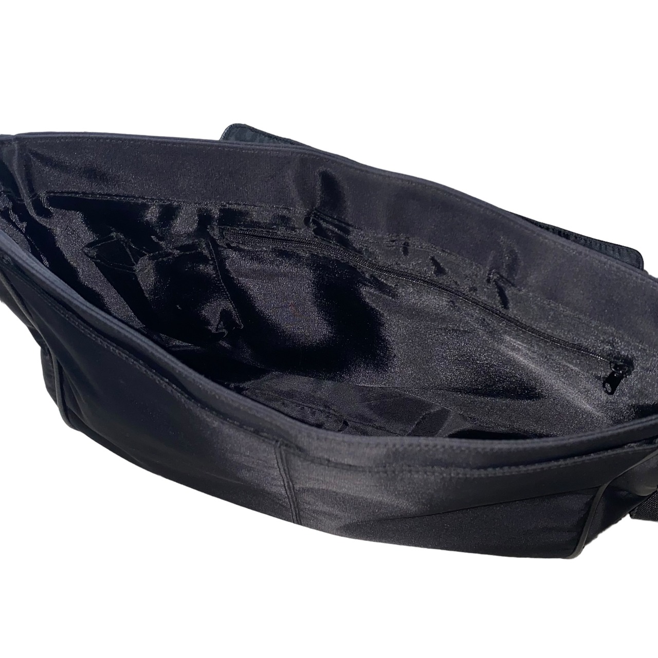 GIORGIO ARMANI black leather × nylon messenger bag