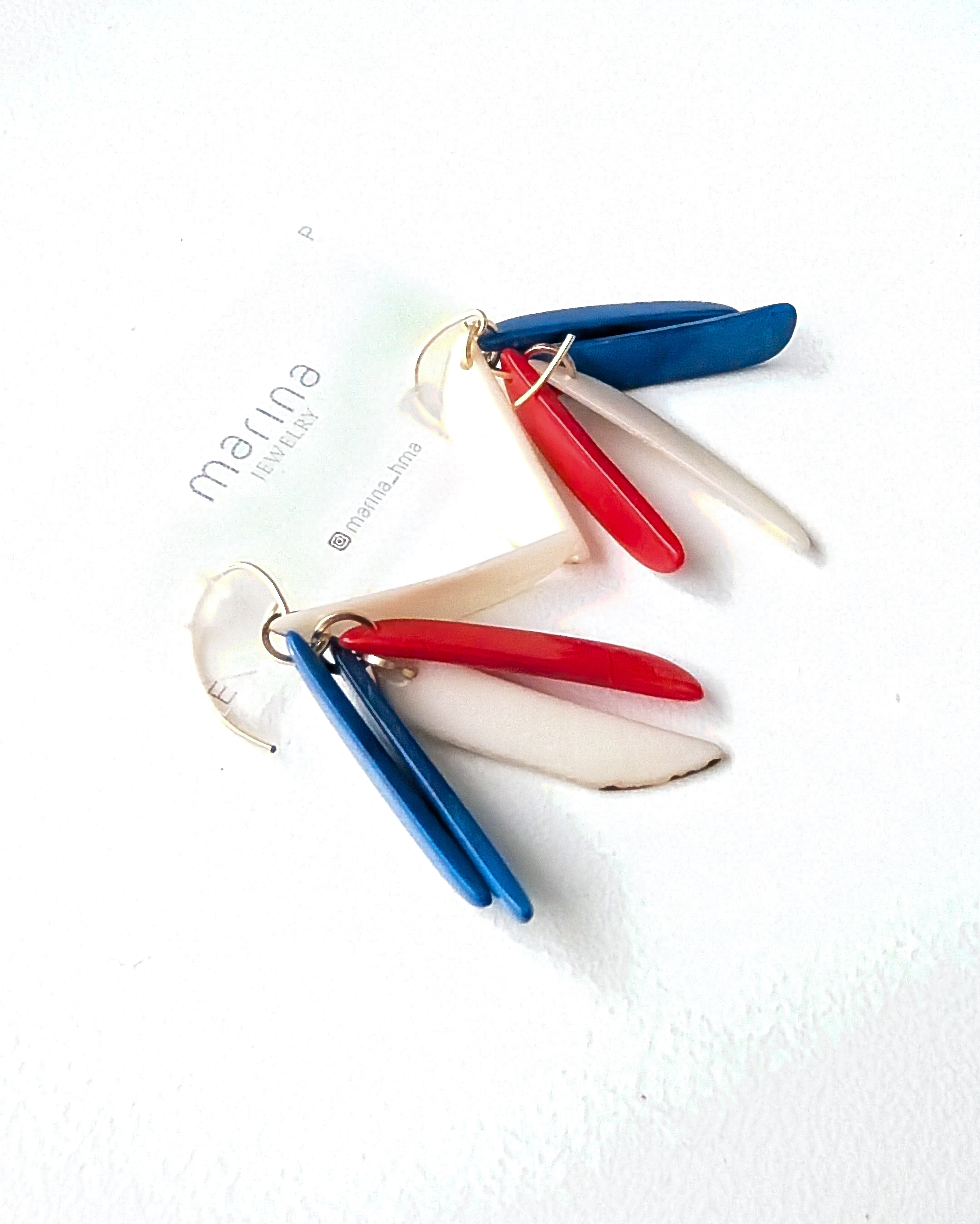 14kgf Tricolor Tagua Nuts Branch pierced earrings / clip on タグア