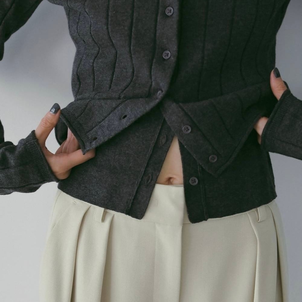 【 anuke 】Cotton Layered Cardigan