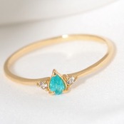 パライバトルマリン ブラジル産 リング 0.1ct D0.02ct k18 CGL産地鑑別所付き