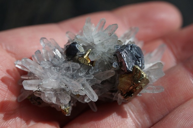 クォーツ/黄銅鉱/ガレナ Quartz/Chalcopyrite/Galena