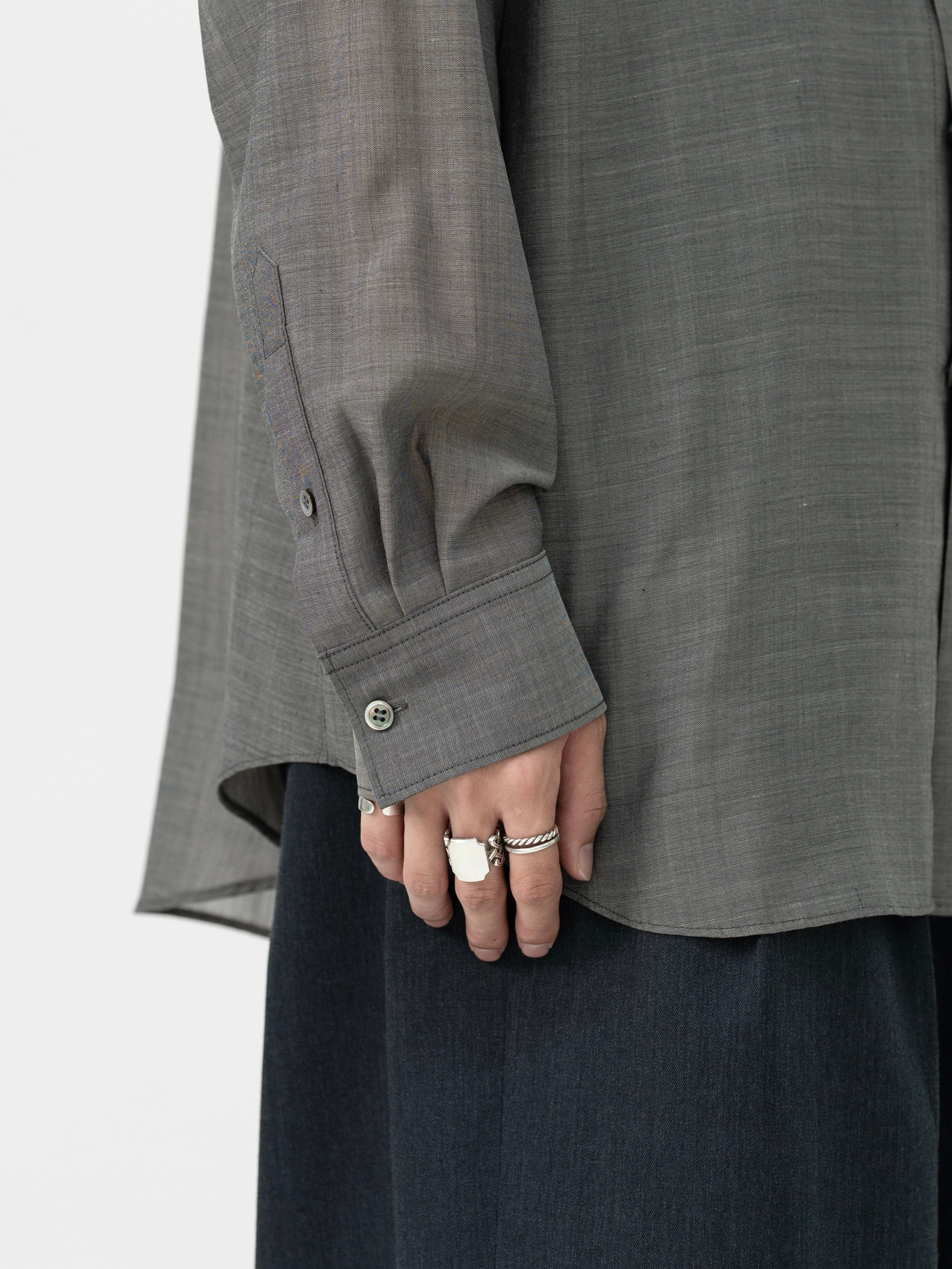 FINE WOOL CHAMBRAY SHIRT【GRAY】 | lapiis