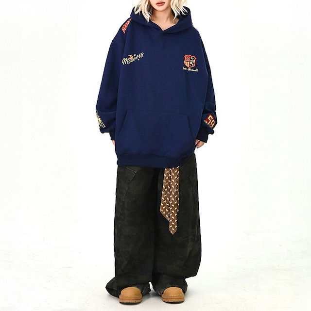 エンブレムスポーツフーディトップス 3col R01509