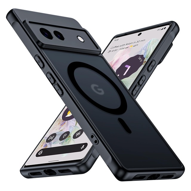 for Google Pixel 6A 5G 用 ケース【MagSafe対応】米軍MIL規格 耐衝撃 マット質感 半透明 指紋防止・黄ばみ防止 ワイヤレス充電対応 グーグルピクセル6A 用(ブラック)