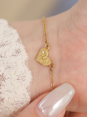 316L hawaiian zirconia heart bracelet #b06