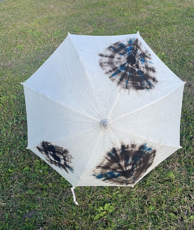 日傘　泥藍染め