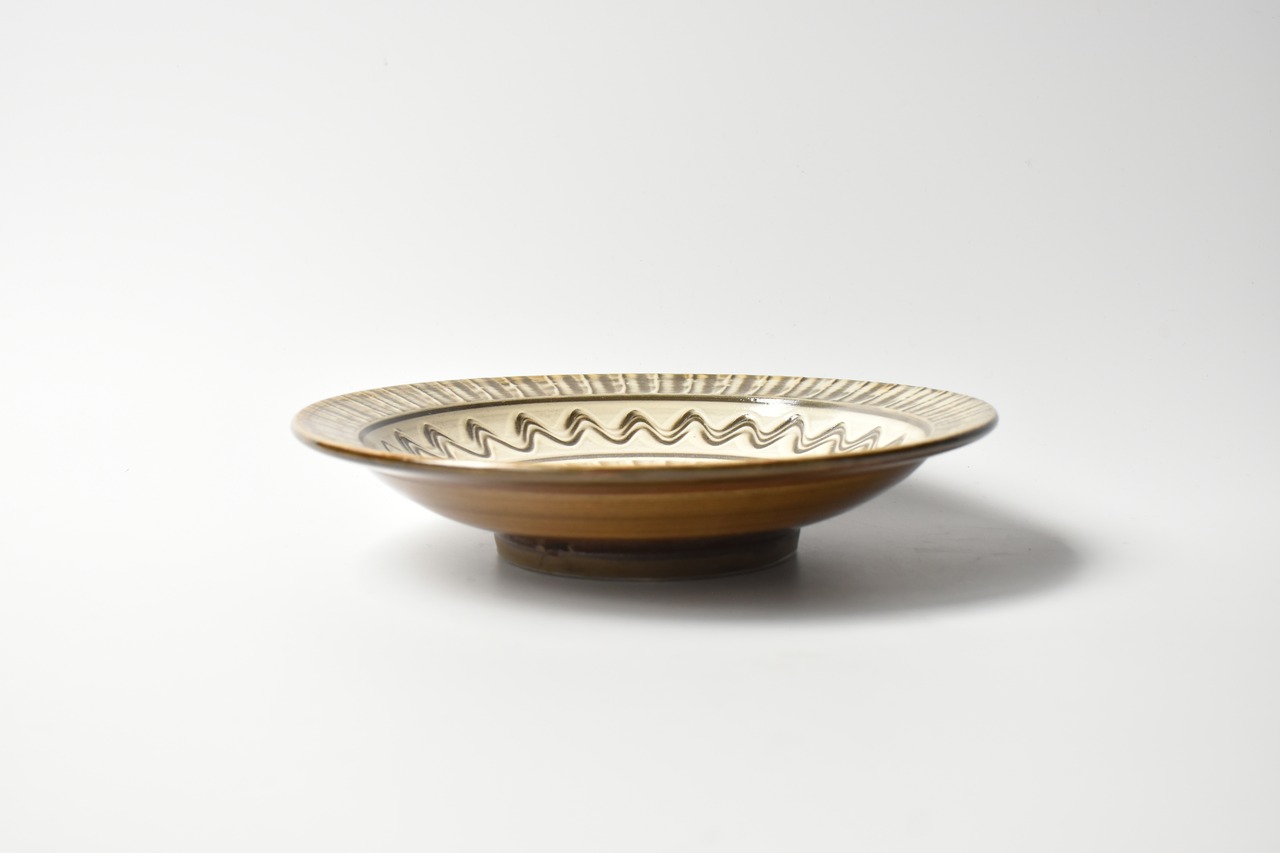 <Event Only> 小鹿田焼 / 坂本浩二窯  :  7寸皿 白 刷毛 / 櫛描き