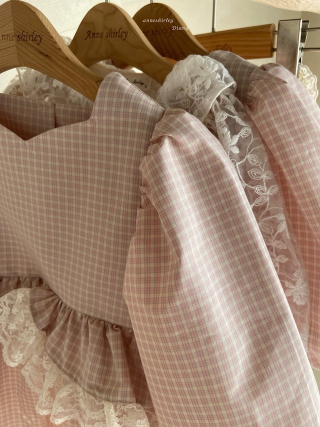 即納⌇チェック フリル ロンパース