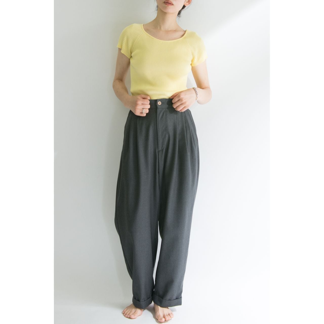 CONSTRUCTED 3TUCK WIDE TROUSERS